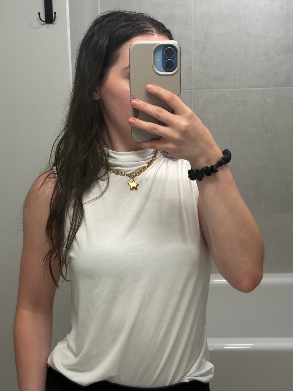 Christian Siriano Sleeveless White Mock Neck Tank Top